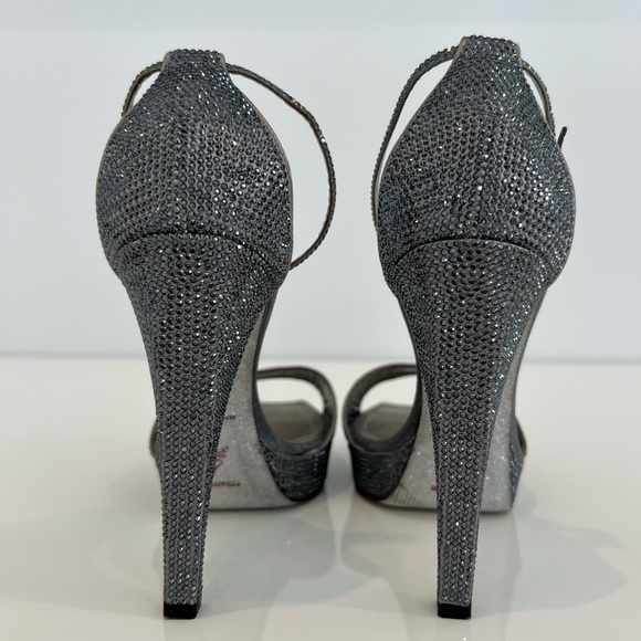 RENE CAOVILLA GRAY CRYSTAL PLATFORM SANDALS SIZE IT 38 / US 8 - Picture 13 of 17